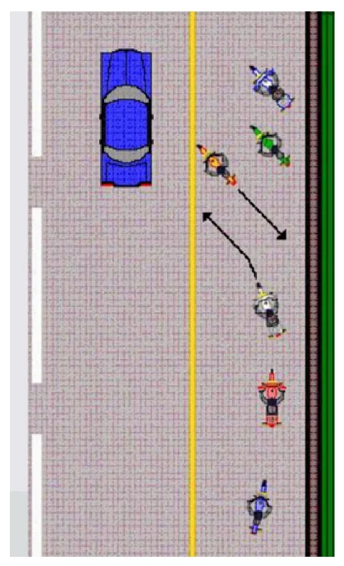 Reaching the parking area, then reversing